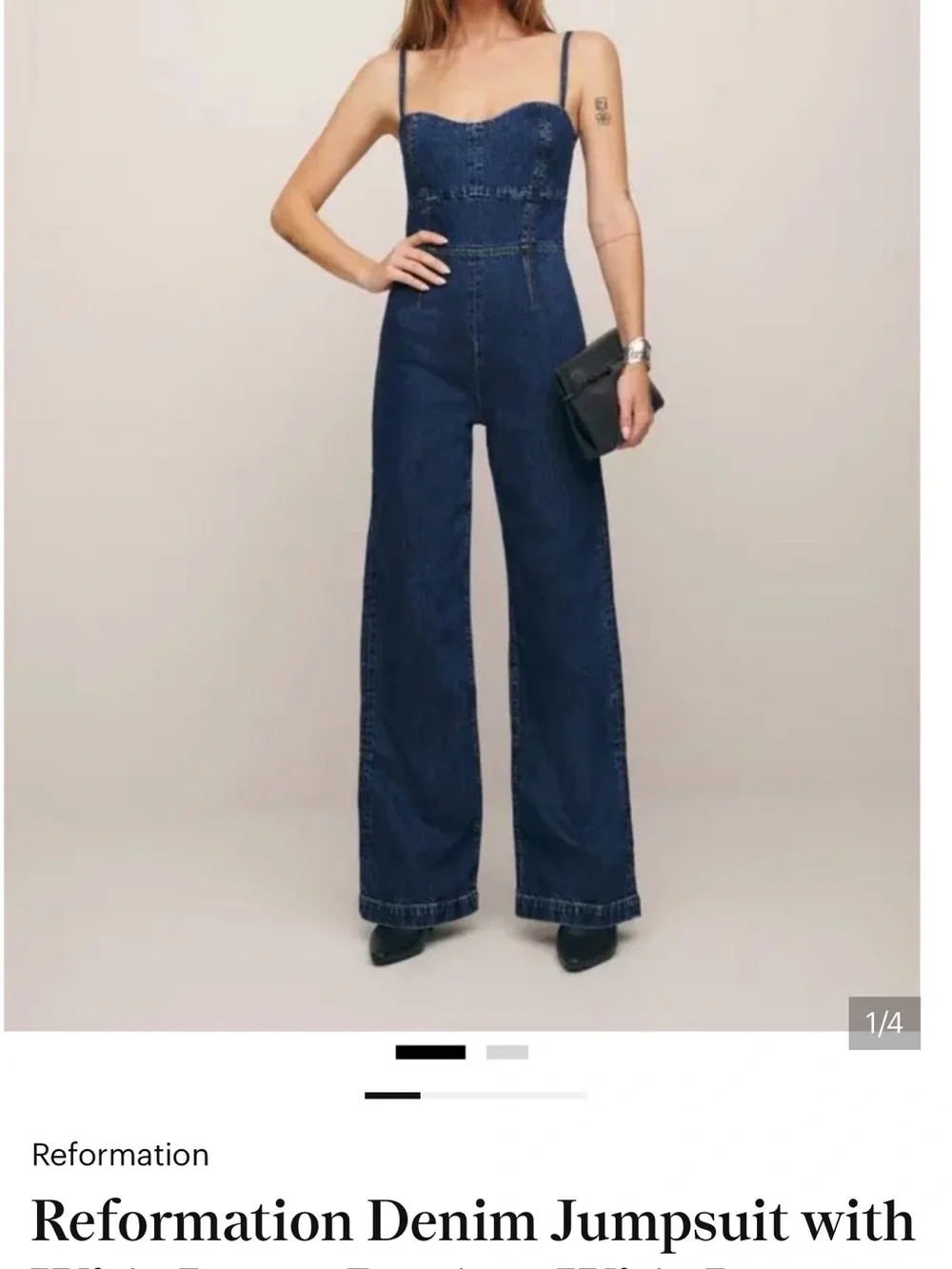 Reformation Daphne Denim Jumpsuit size 0